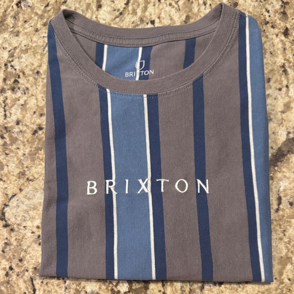 Brixton Blue and Gray Striped Tee